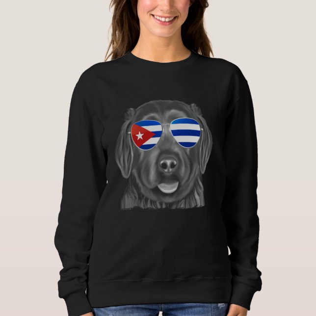 Moletom Black Russian Terrier Dog Cuba Flag Sunglass (Frente)