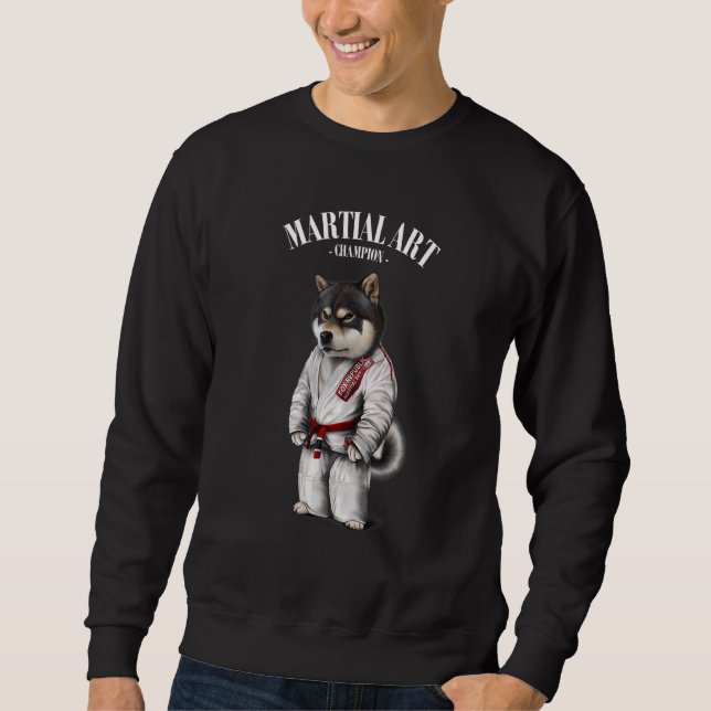 Moletom Black Shiba Dog Judo Karate Master em White Judogi (Frente)