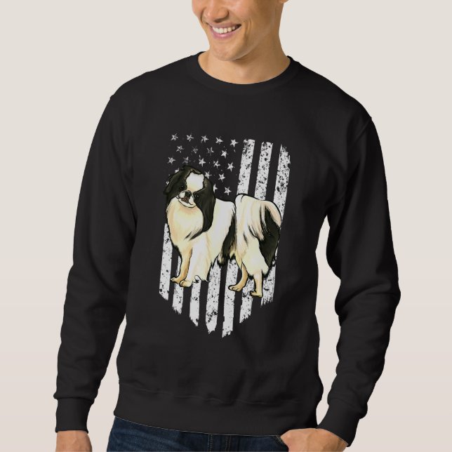 Moletom Black White American Flag Japonês Chin 4th Of Jul (Frente)