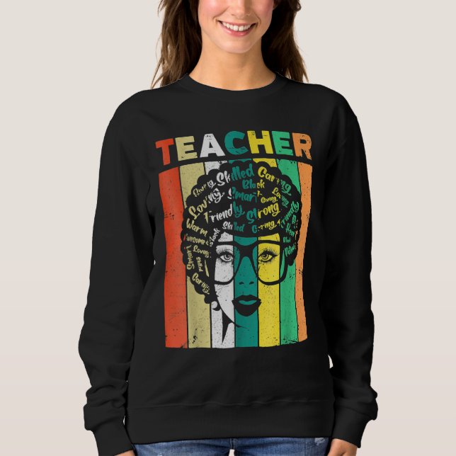 Moletom Black Woman Teacher Afro Retro Black History Month (Frente)