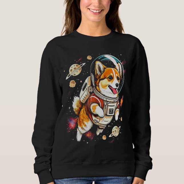 Moletom Blast Off with a Dog in Space  Cute Pembroke Welsh (Frente)