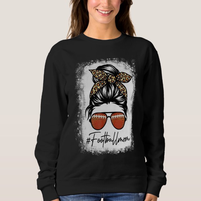 Moletom Bleached Football Mom Life With Leopard And Messy  (Frente)