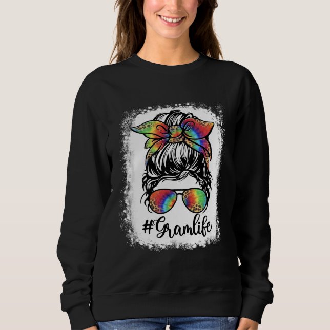 Moletom Bleached Gram Life Messy Bun Girl Leopard Cute Mot (Frente)