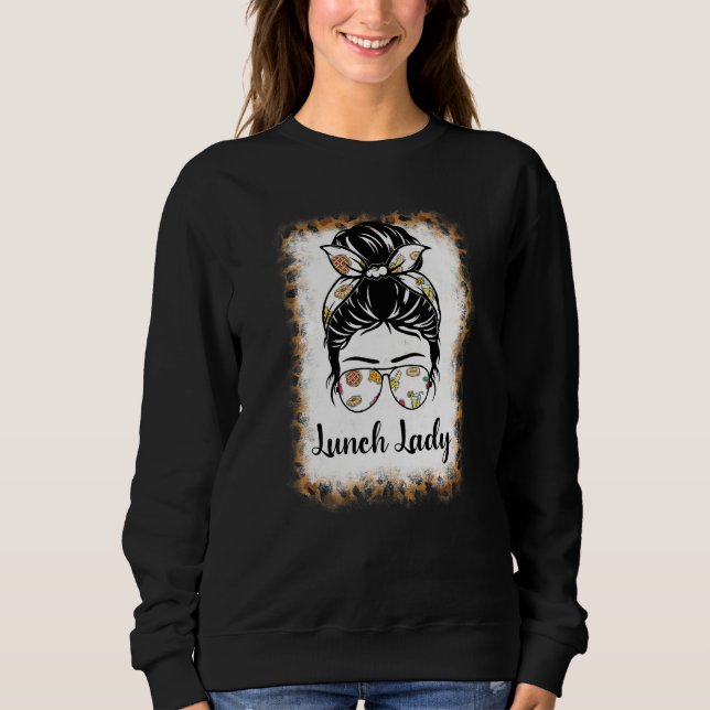 Moletom Bleached Leopard  Lunch Lady Messy Bun Lunch Lady  (Frente)