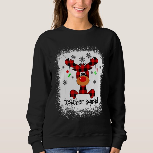 Moletom Bleached Teacher Squad Reindeer Teacher Christmas  (Frente)