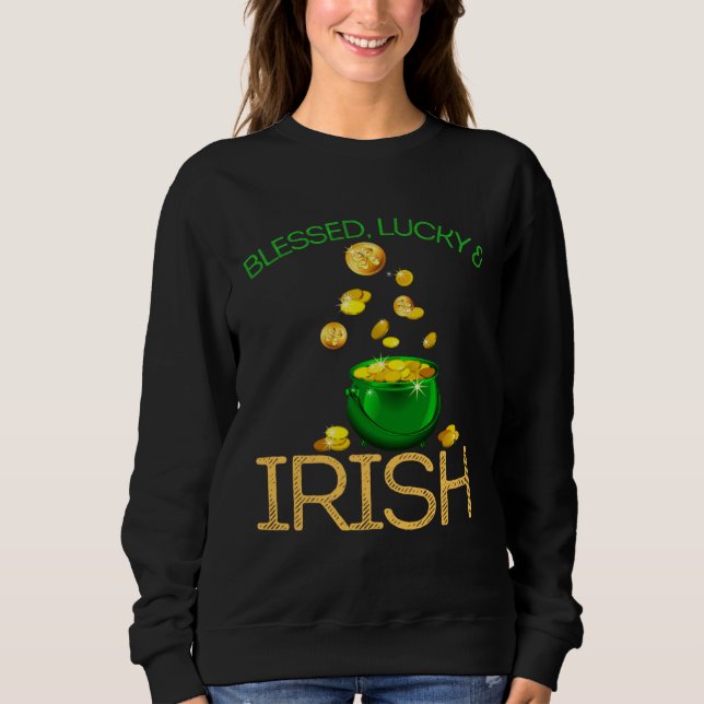 Moletom Blessed Lucky & Irish Men Women Kids Patricks Day  (Frente)