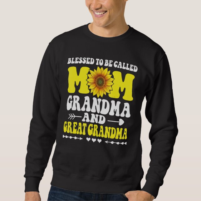 Moletom Blessed To Be Called Mom Grandma Great Grandma Mot (Frente)