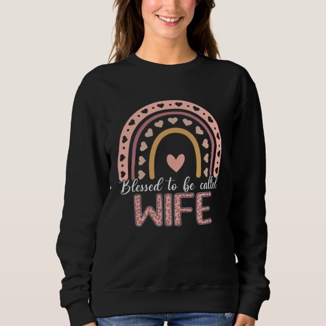 Moletom Blessed To Be Called Wife Leopard Rainbow Cute Mom (Frente)