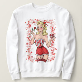 Moletom Blonde Retro Valentine Pin-Up Girl