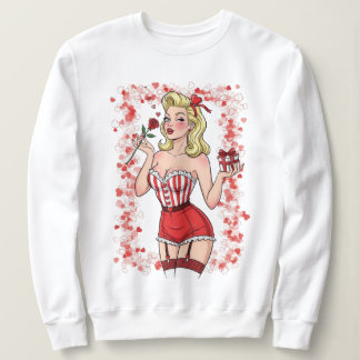 Moletom Blonde Retro Valentine Pin-Up Girl