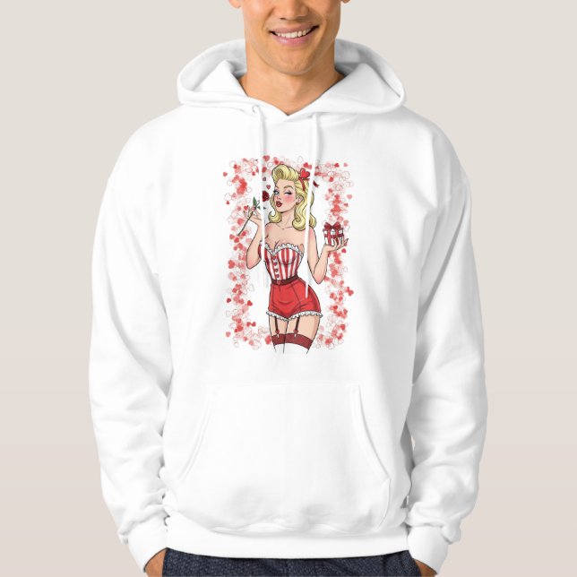 Moletom Blonde Retro Valentine Pin-Up Girl (Frente)