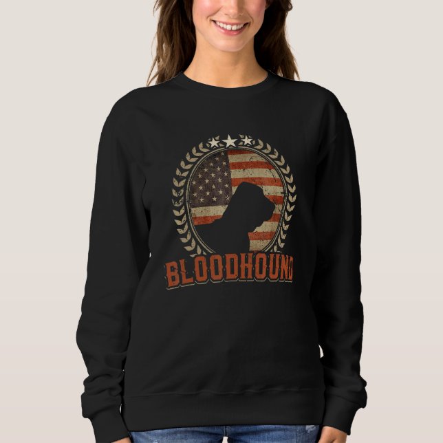 Moletom Bloodhound American Flag Usa Patriota Dog (Frente)