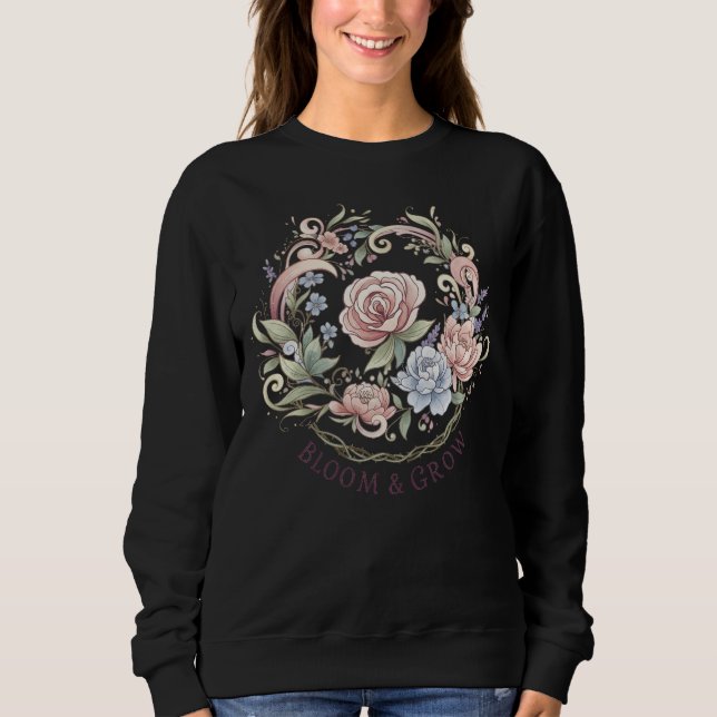 Moletom Bloom Elegante E Sopro Floral Crescente (Frente)