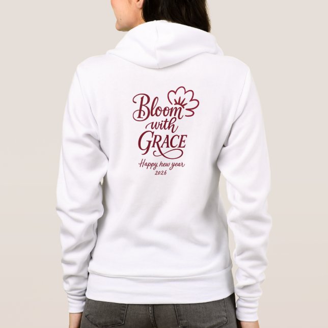 Moletom Bloom with Grace – Inspirational Floral Hoodie (Verso)