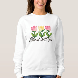 Moletom Blossom Com Alegria Camisola Floral Rosa De Tulipa