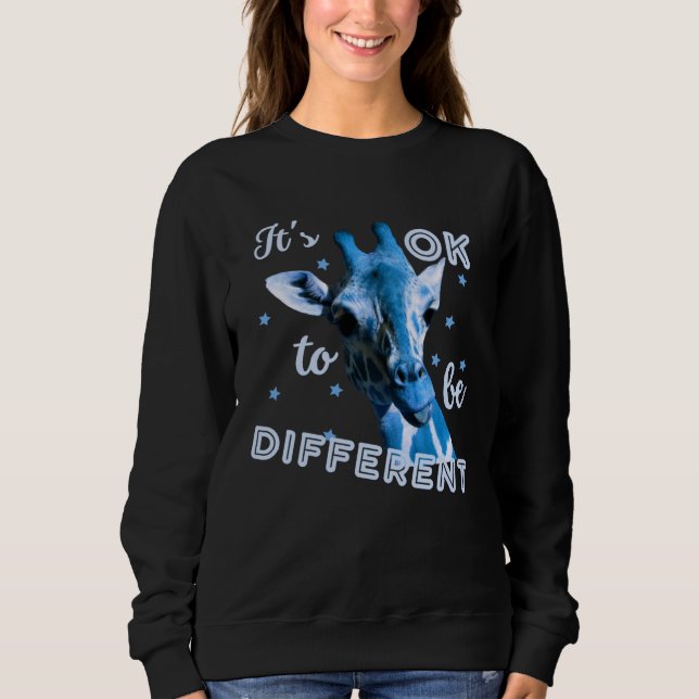 Moletom Blue Autism Awareness Cute Giraffe Its Ok To Be Di (Frente)
