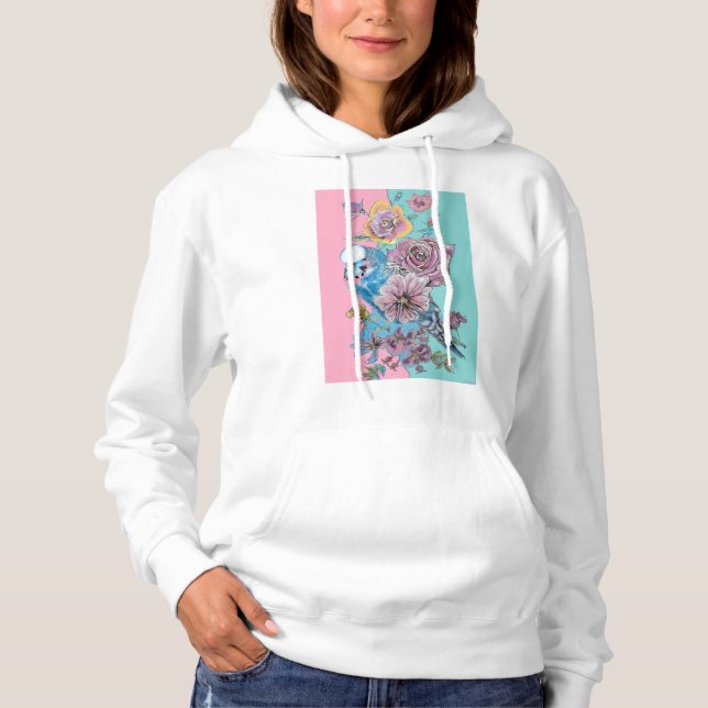 Moletom Blue Budget Watercolor Rosas vermelhas floral (Frente)