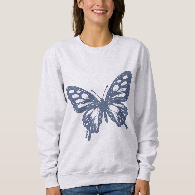 Moletom Blue Butterfly Minimal Nature Art by Papil (Frente)
