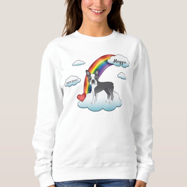 Moletom Blue E Branco Boston Terrier Memorial Arco-Íris (Frente)