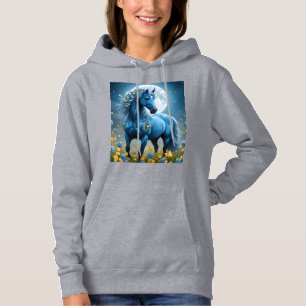 Moletom Blue Fantasy Cavalo Mágico Flores da Lua,