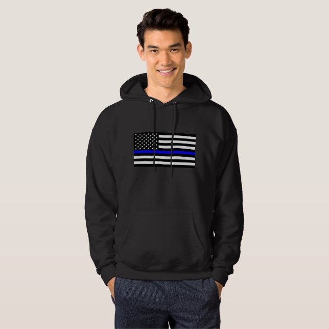 Moletom Blue Line fino embandeira - o Hoodie (Frente Completa)