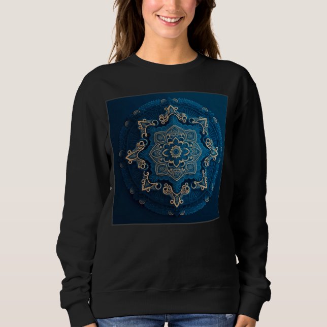 Moletom Blue Mandala Divine Illustration Unique Luck Women (Frente)