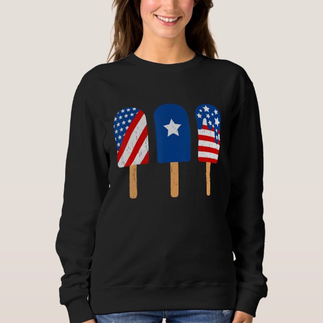 Moletom Blue Red White Ice Cream American Flag Funny 4th O (Frente)