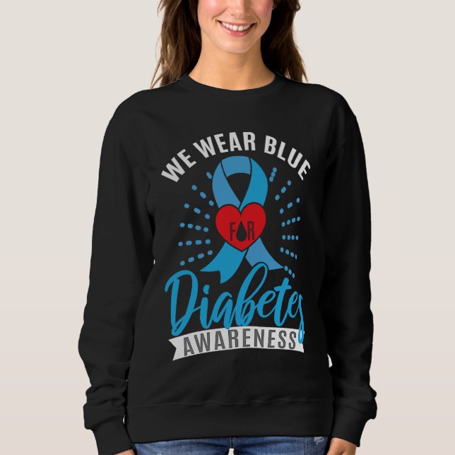 Moletom Blue Ribbon Diabetes Warrior Support Diabetes Awar (Frente)