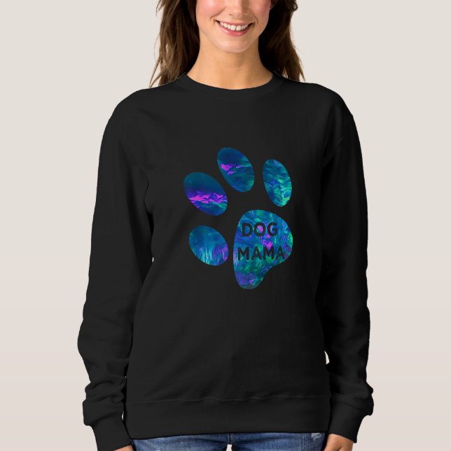 Moletom Blue teal purple Dog mama and paw print dogs mothe (Frente)