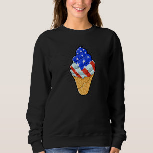Moletom Blue White Red Sorvete Cone 4 de julho Independent