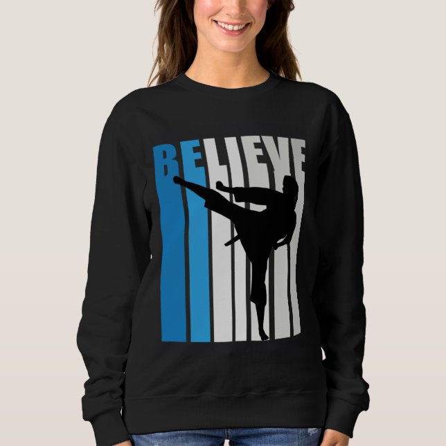 Moletom Blue Womens Believe Jiu Jitsu Motivational Retro G (Frente)