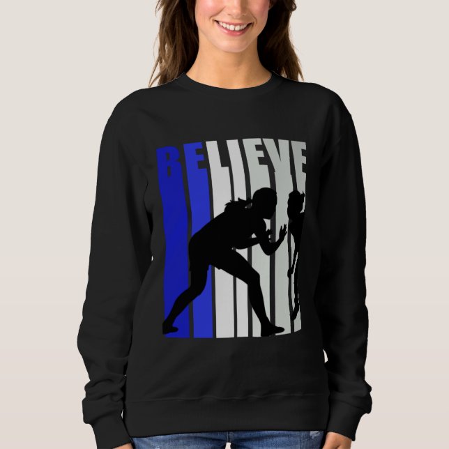 Moletom Blue Womens Believe Wrestling Inspirational Squad  (Frente)