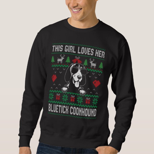 Moletom Bluetick Coonhound Girl Cool Ugly Christmas for Do (Frente)