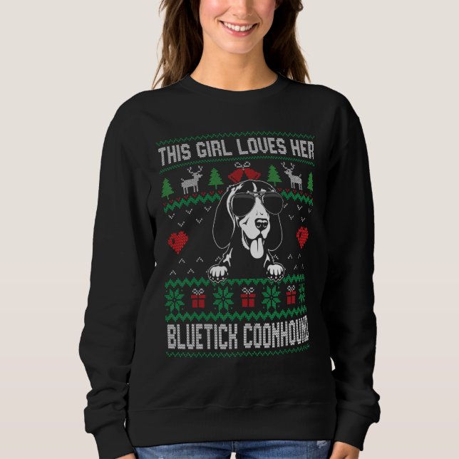 Moletom Bluetick Coonhound Girl Cool Ugly Christmas for Do (Frente)