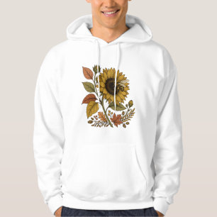 Moletom Blusa com Estampa Botânica de Girassol e Abelha da