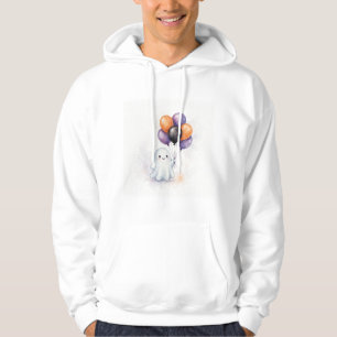 Moletom Blusa de Halloween com Balões de Fantasma em Aquar