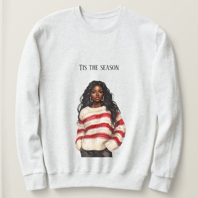 Moletom Blusa de Listras Vermelhas de Bastão de Doce Natal (Frente do Design)