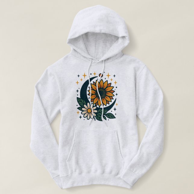 Moletom Blusa Feminina com Capuz Flor Celestial (Frente do Design)