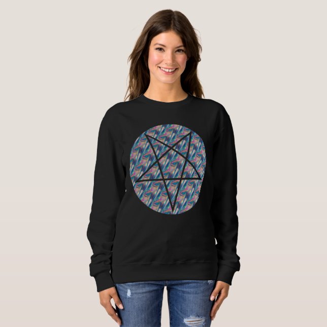 Moletom blusa pentagrama de holograma (Frente Completa)
