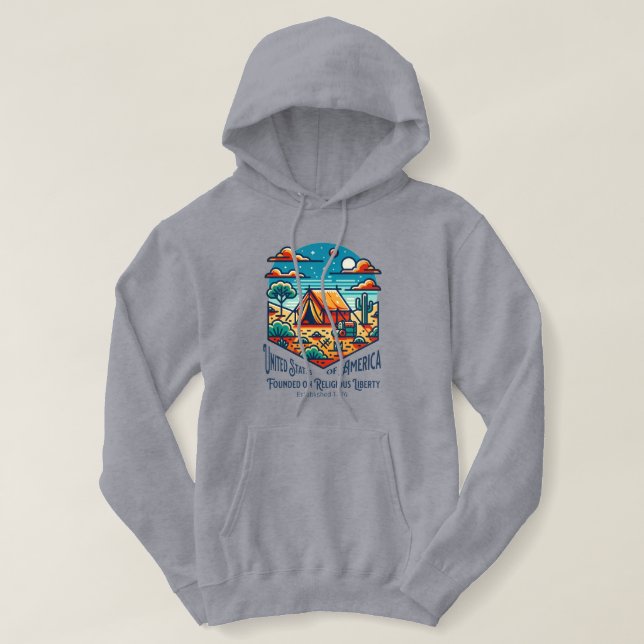 Moletom Blusão com Capuz Liberdade Religiosa EUA para Mulh (Frente do Design)