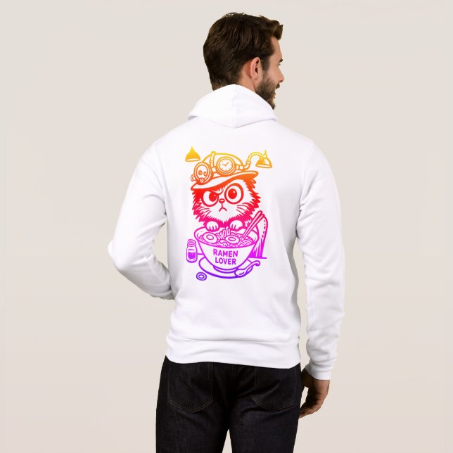 Moletom Blusão com capuz Steampunk Cat Anime Zip para home (Parte Traseira Completa)