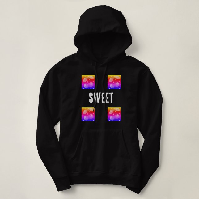 Moletom Blusão com Gradiente de Cereja Doce Preto (Frente do Design)