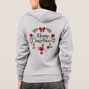 Moletom Blusão com Zíper de Grinalda Floral Feliz Natal