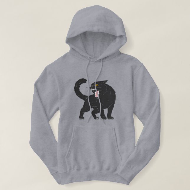 Moletom Blusão de Gato Bravo Preto (Frente do Design)