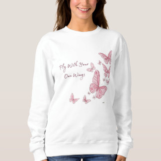 Moletom Blusão Estético Rosa com Borboleta Crewneck