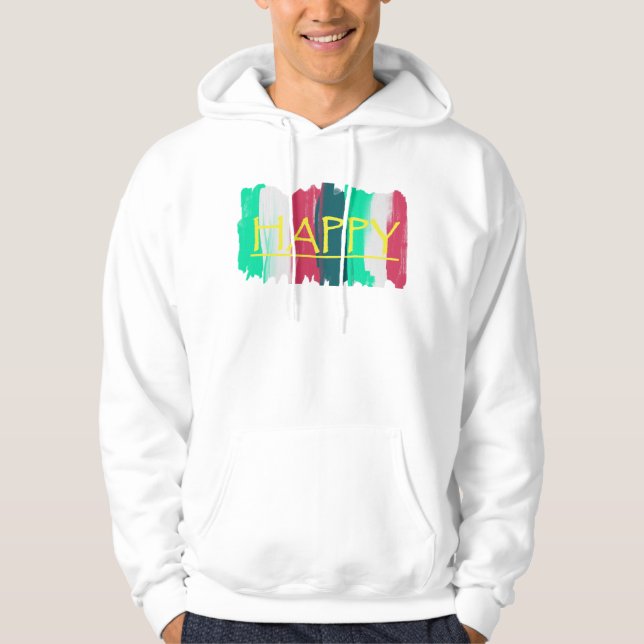 Moletom Blusão Xadrez Turquesa Rosa Feliz Funky (Frente)