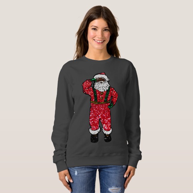 Moletom blusas pretas esanta claus xmas blusas blusas (Frente Completa)