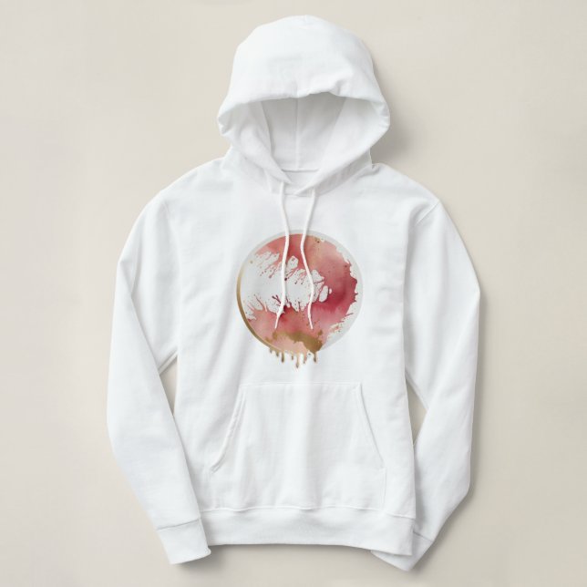 Moletom Blush Abstrato Art | Hoodie Básico das Mulheres (Frente do Design)