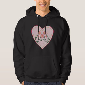 Moletom Blush Rose Floral Heart Black Hoodie