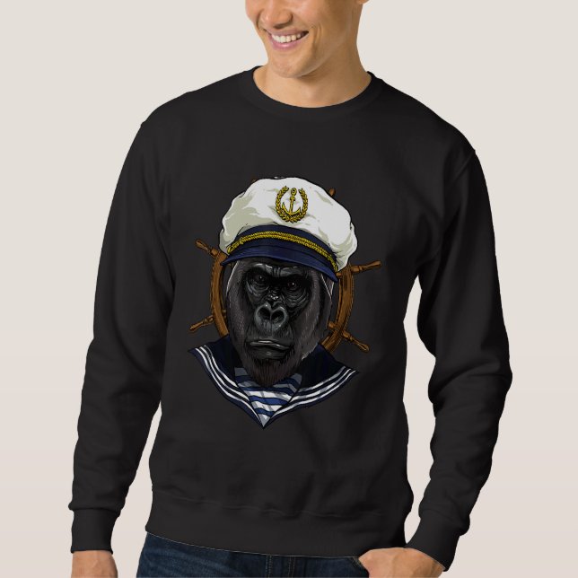 Moletom Boat Captain Gorilla Monkey Boat  Boat Owners Sail (Frente)